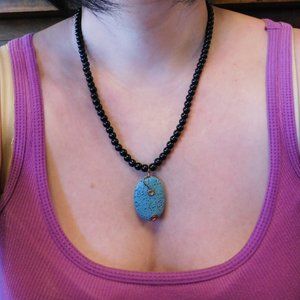 Black Obsidian Gemstone Wirewrapped Necklace